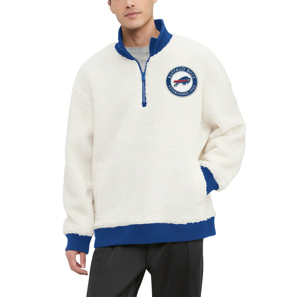Buffalo Bills Tommy Hilfiger Jordan Sherpa Quarter-Zip Sweatshirt Cream
