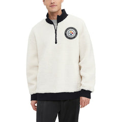 Pittsburgh Steelers Tommy Hilfiger Jordan Sherpa Quarter-Zip Sweatshirt Cream
