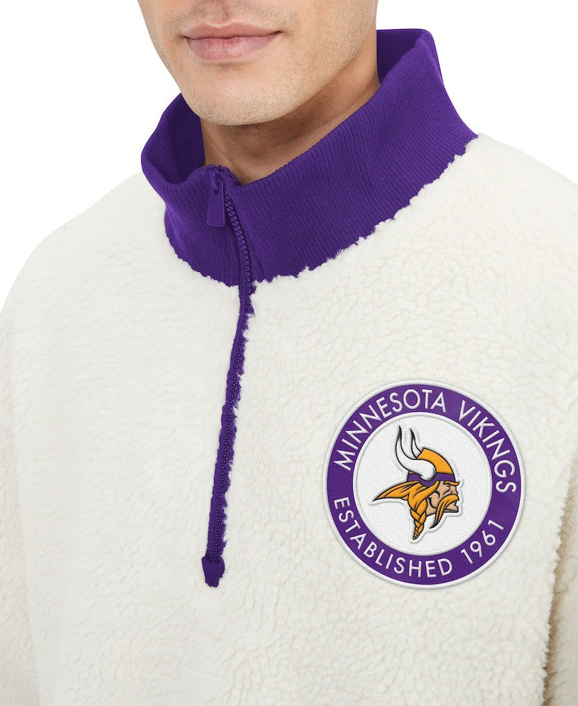 Minnesota Vikings Tommy Hilfiger Jordan Sherpa Quarter-Zip Sweatshirt Cream