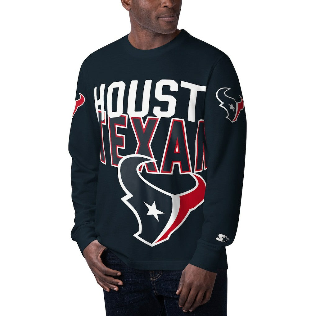 Houston Texans Starter Clutch Hit Long Sleeve T-Shirt Navy