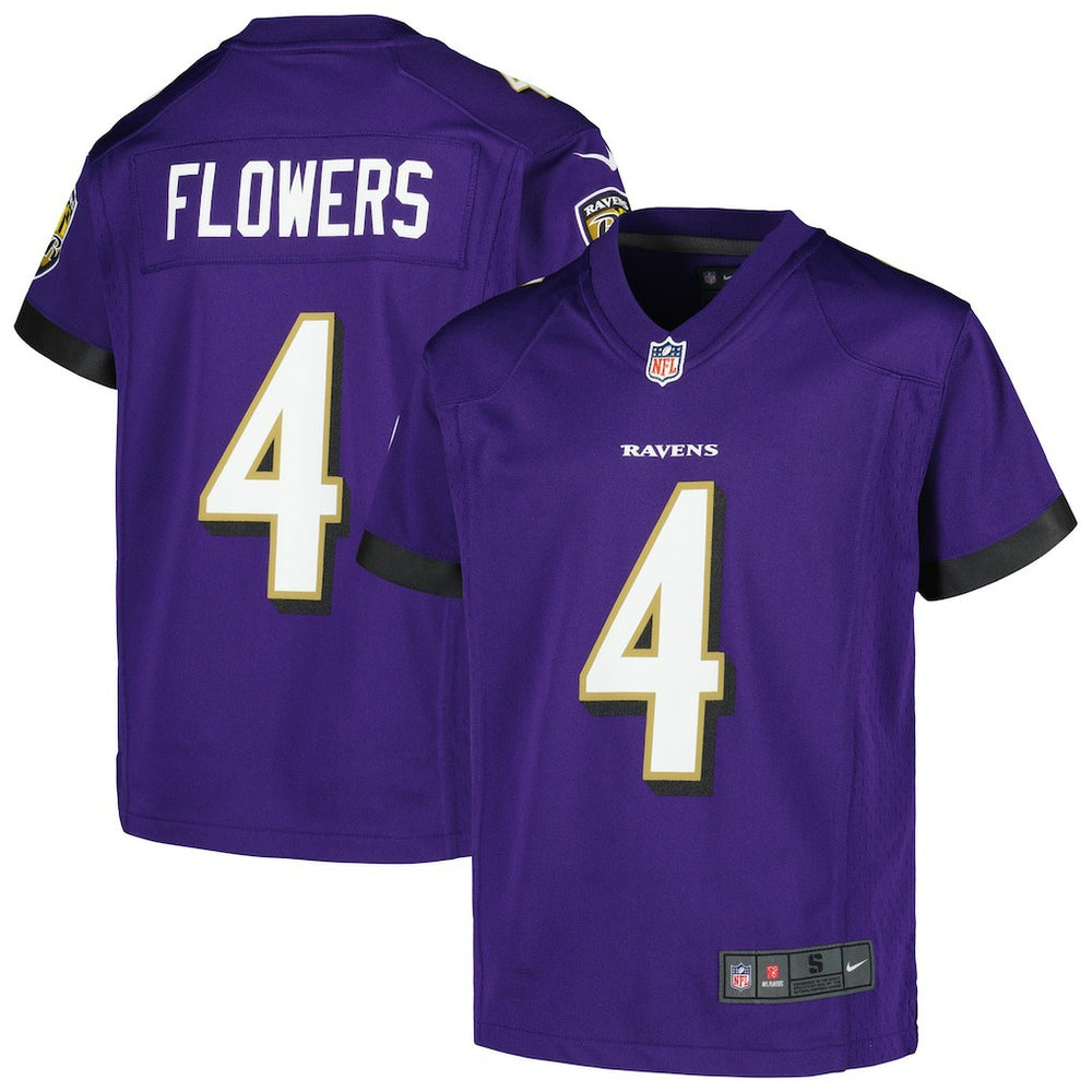 Nike Zay Flowers Baltimore Ravens Youth Game Jersey Purple