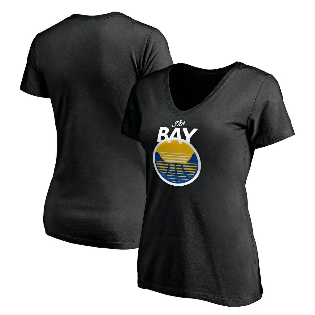 Golden State Warriors Women's Primary Logo V-Neck T-Shirt Black