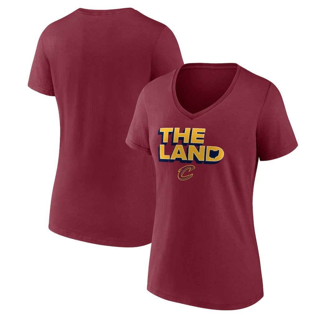 Cleveland Cavaliers Women's Hometown Collection The Land V-Neck T-Shirt Wine