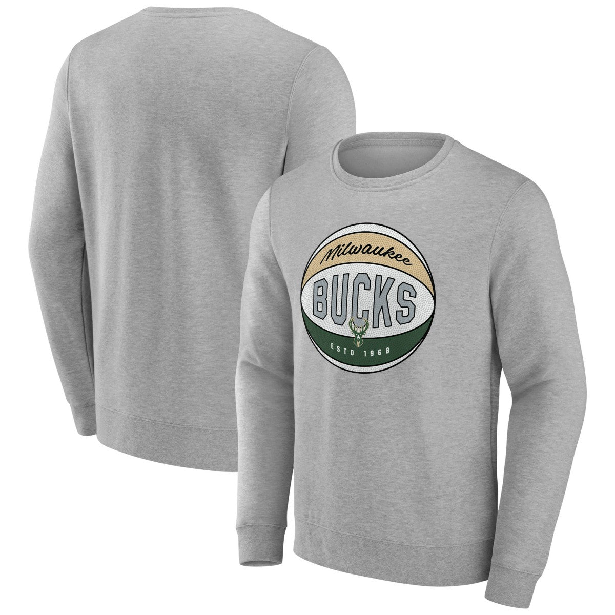Milwaukee Bucks Hard Color Pullover Sweatshirt Gray