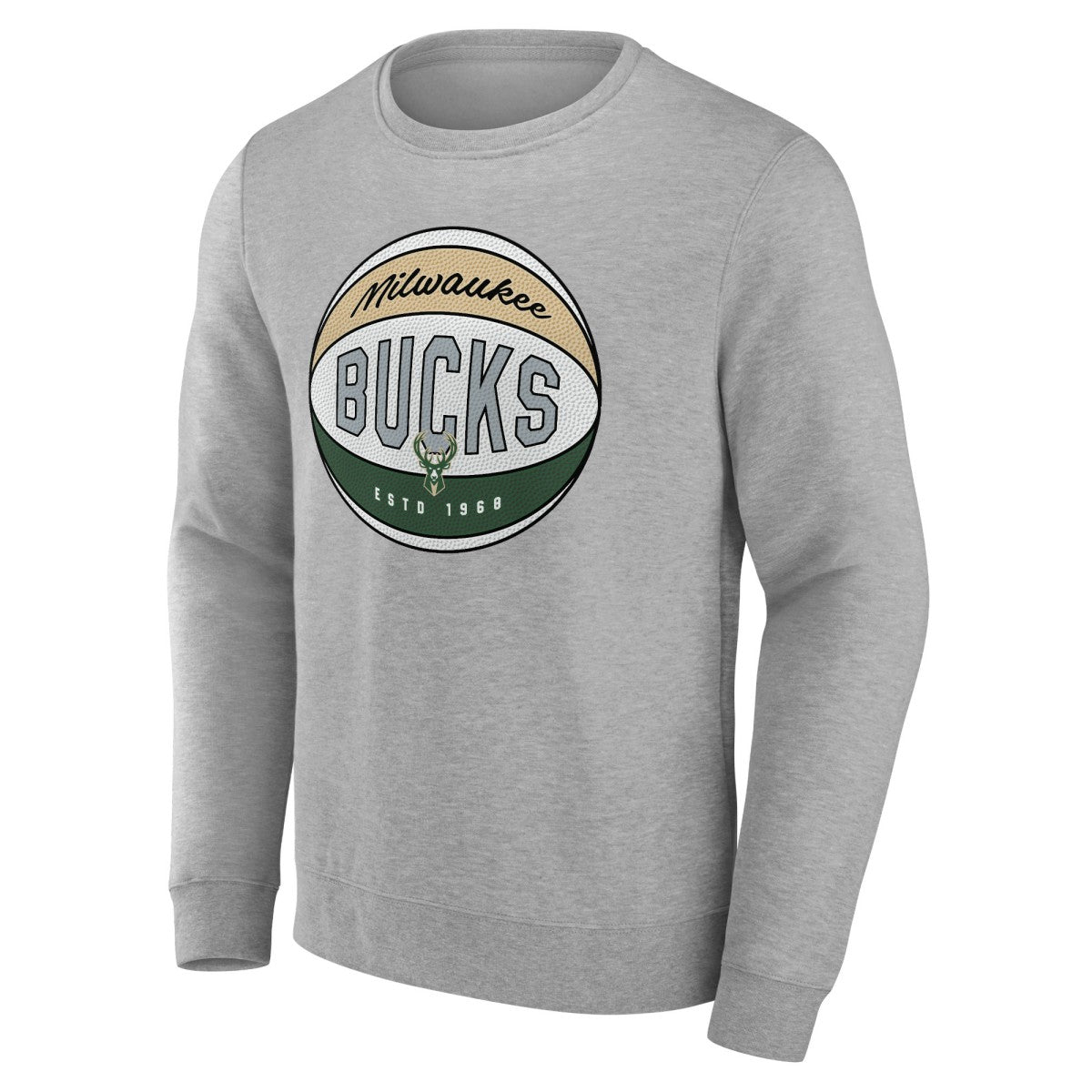 Milwaukee Bucks Hard Color Pullover Sweatshirt Gray