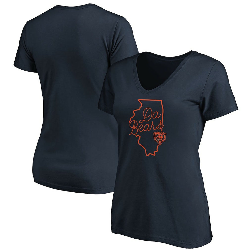 Chicago Bears Women's Script V-Neck T-Shirt Navy