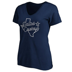 Dallas Cowboys Women's Script V-Neck T-Shirt Navy