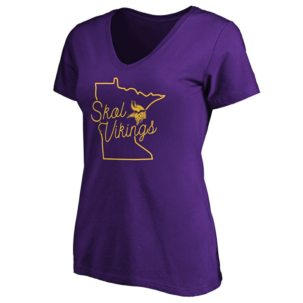 Minnesota Vikings Women's Script V-Neck T-Shirt Purple