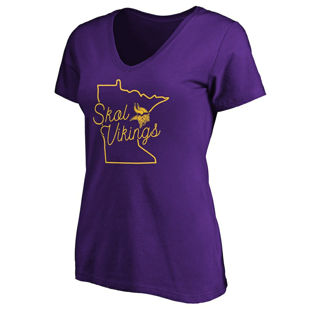 Minnesota Vikings Women's Script V-Neck T-Shirt Purple
