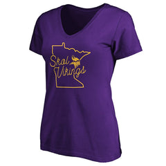Minnesota Vikings Women's Script V-Neck T-Shirt Purple