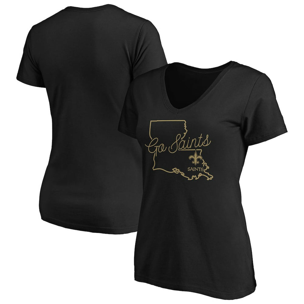 New Orleans Saints Women's Script V-Neck T-Shirt Black