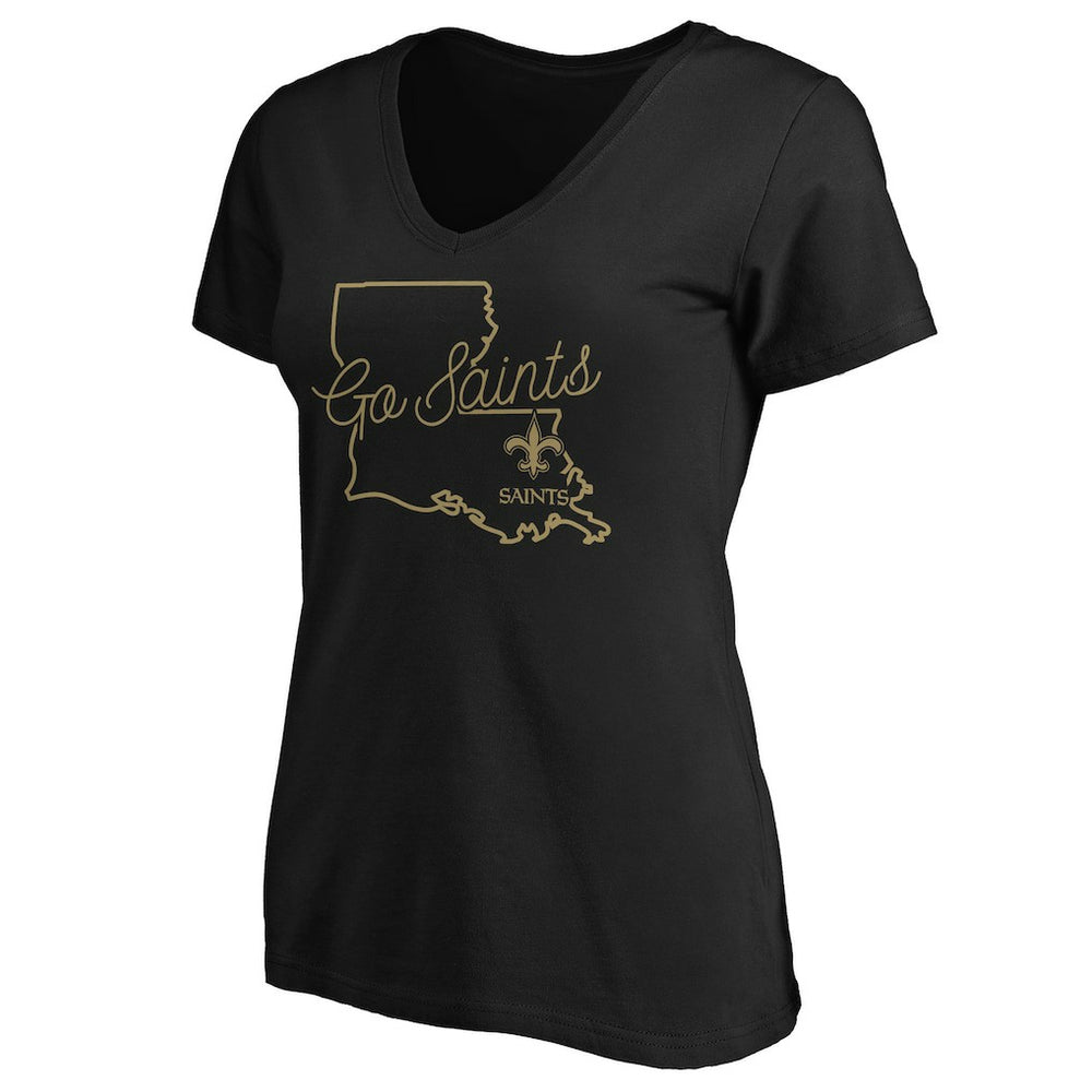 New Orleans Saints Women's Script V-Neck T-Shirt Black