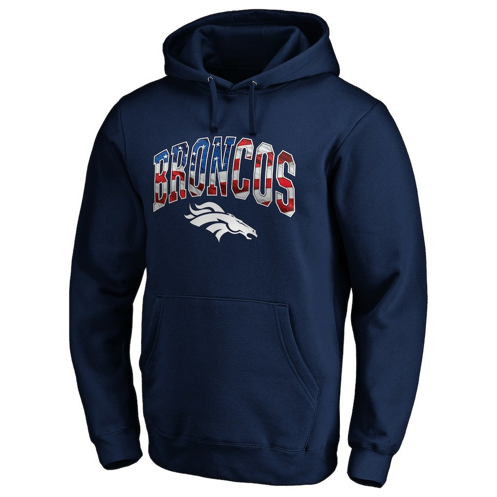 Denver Broncos Banner Wave Pullover Hoodie Navy