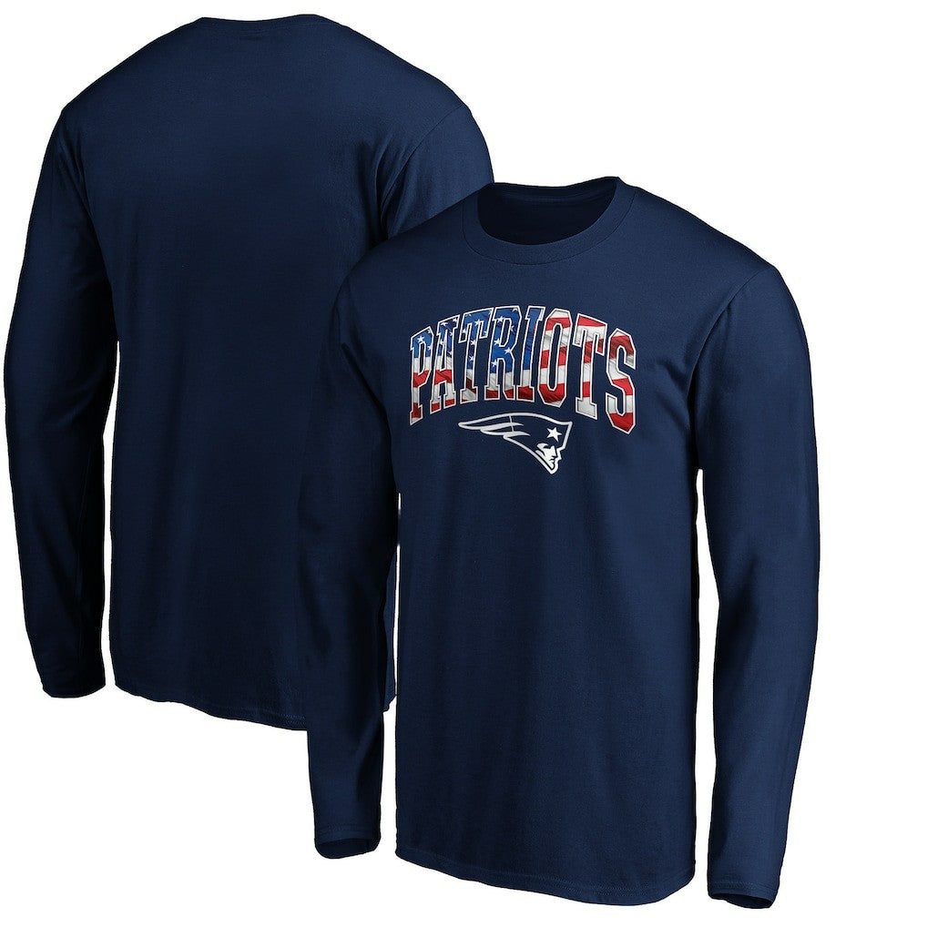 New England Patriots Banner Wave Long Sleeve T-Shirt Navy