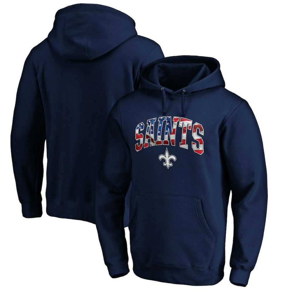 New Orleans Saints Banner Wave Pullover Hoodie Navy