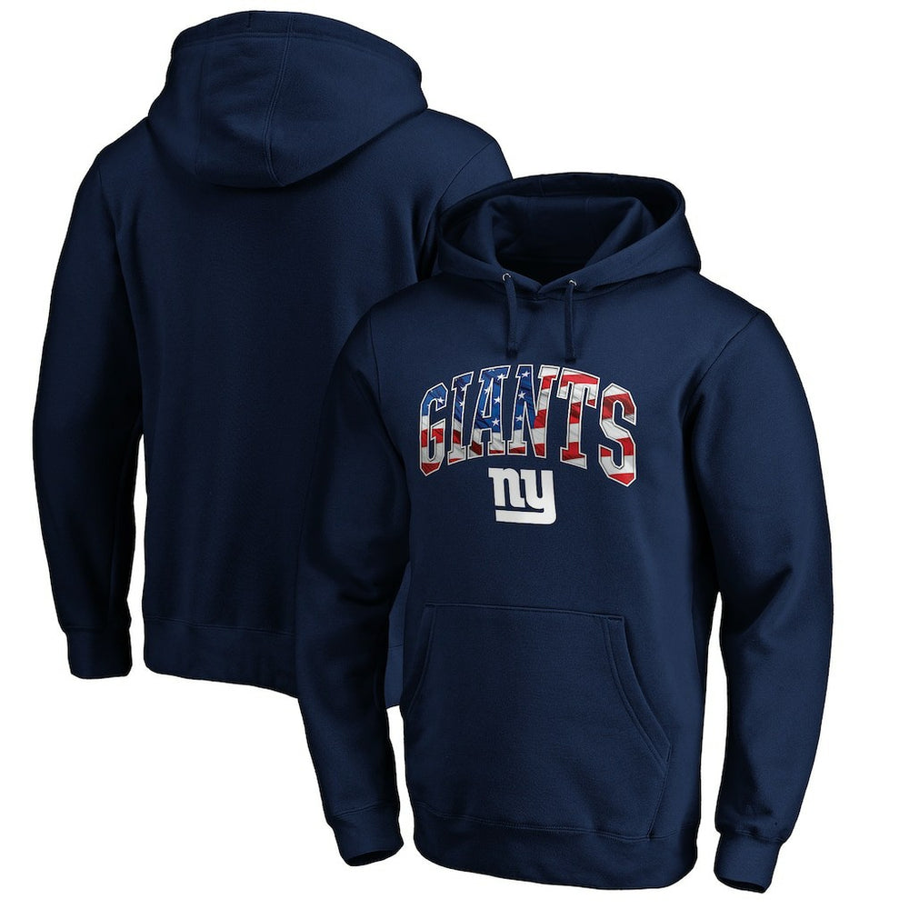 New York Giants Banner Wave Pullover Hoodie Navy