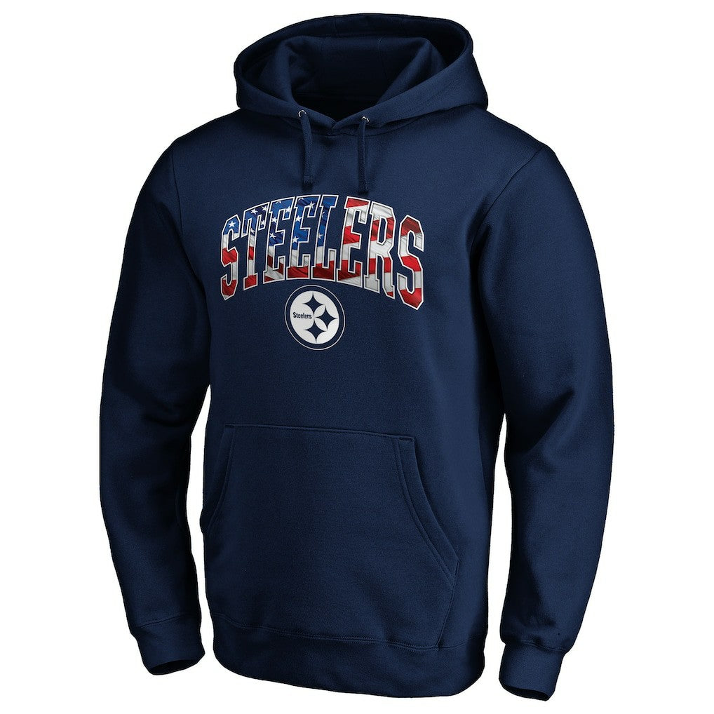 Pittsburgh Steelers Banner Wave Pullover Hoodie Navy