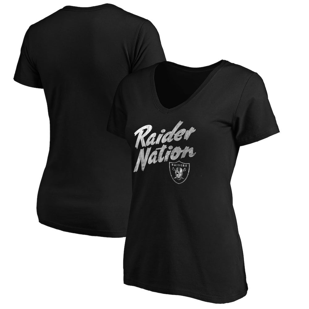 Las Vegas Raiders Women's Hometown Collection Raider Nation V-Neck T-Shirt Black