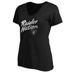Las Vegas Raiders Women's Hometown Collection Raider Nation V-Neck T-Shirt Black
