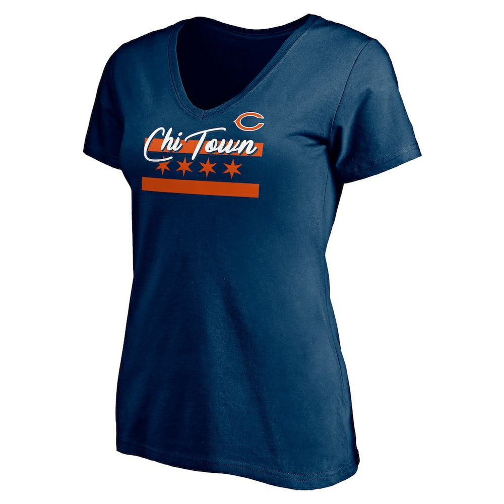 Chicago Bears Women's Hometown Collection Chi Town V-Neck T-Shirt Navy