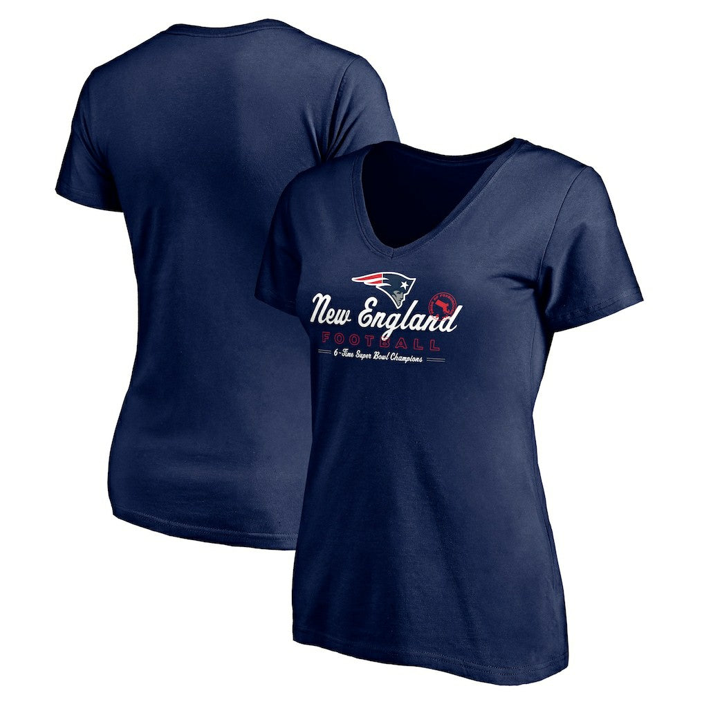New England Patriots Women's Hometown Collection V-Neck T-Shirt Navy