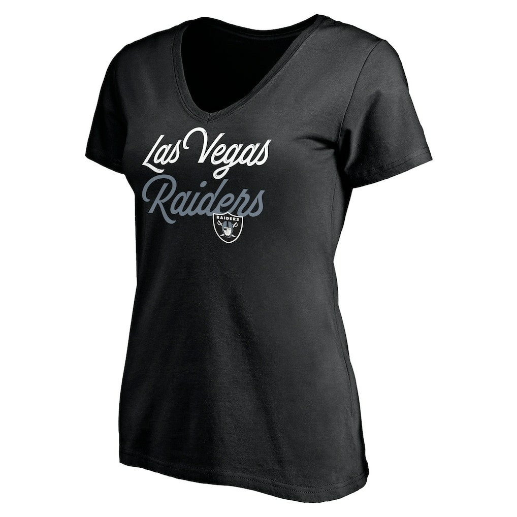 Las Vegas Raiders Women's Long Stride V-Neck T-Shirt Black