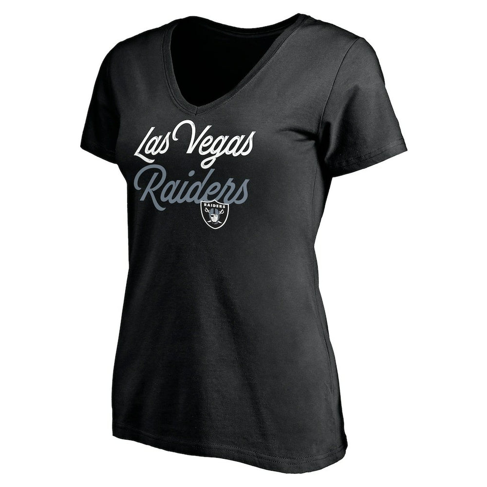 Las Vegas Raiders Women's Long Stride V-Neck T-Shirt Black