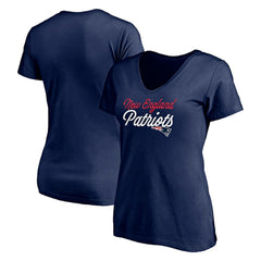 New England Patriots Women's Long Stride V-Neck T-Shirt Navy