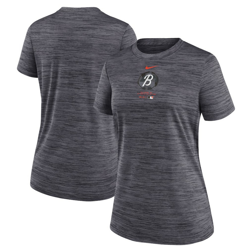 Baltimore Orioles Nike Women's City Connect Practice Velocity T-Shirt - Charcoal - Nike Lifestyle