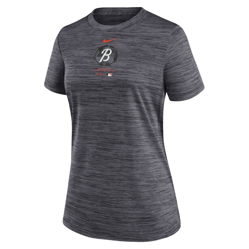 Baltimore Orioles Nike Women's City Connect Practice Velocity T-Shirt - Charcoal - Nike Lifestyle
