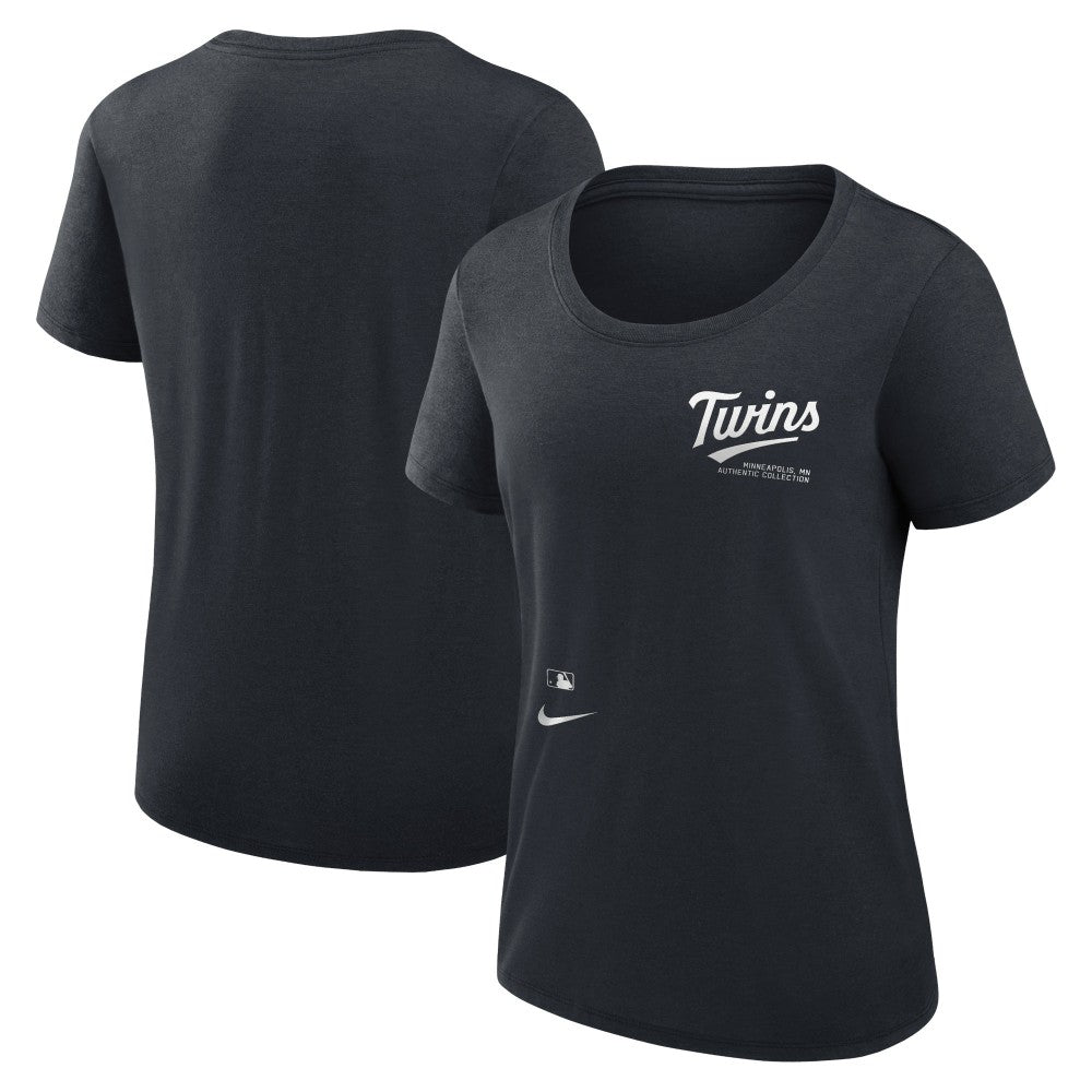 Minnesota Twins Nike Women's Authentic Collection Performance Scoop Neck T-Shirt - Navy - Nike on Sale