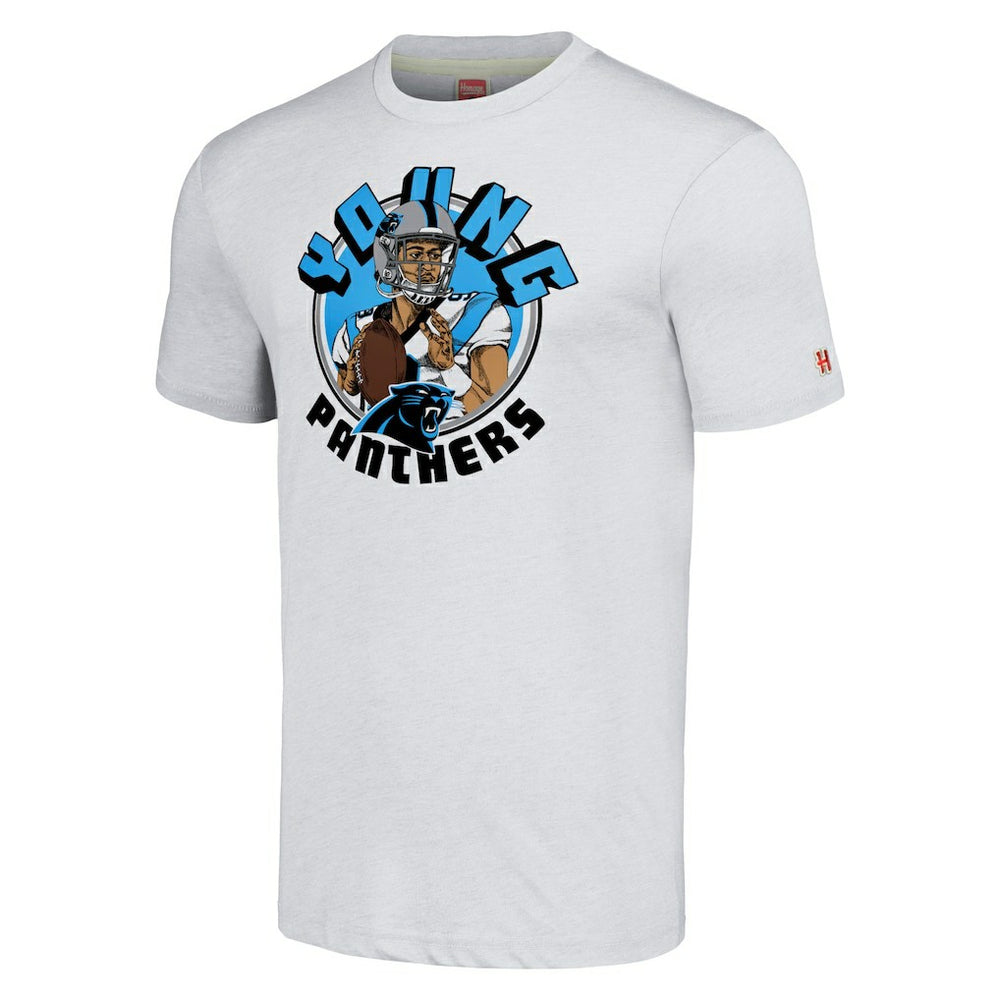 Bryce Young Carolina Panthers Homage Unisex Caricature Player Tri-Blend T-Shirt Ash
