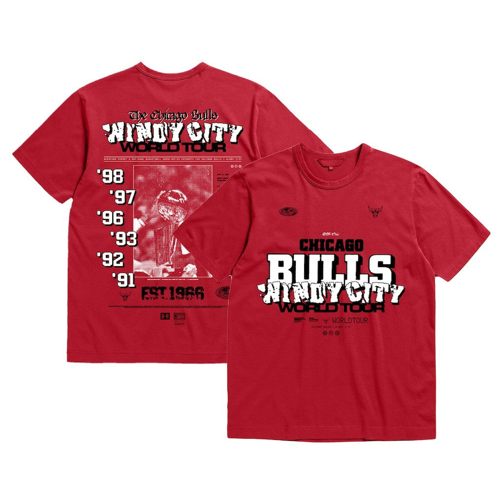 Chicago Bulls Bleacher Report x  Unisex World Tour T-Shirt for sale Red | Mitchell & Ness US