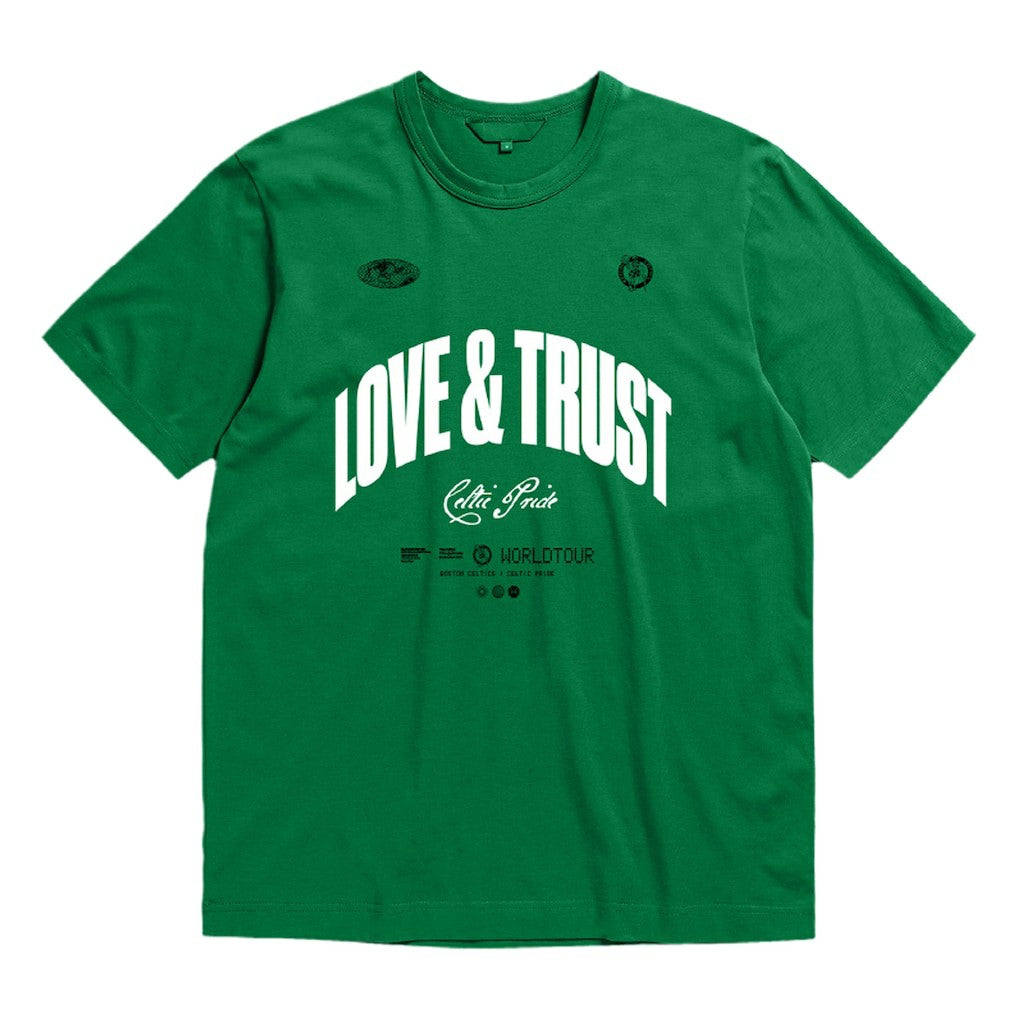 Boston Celtics Bleacher Report x  Unisex World Tour T-Shirt Kelly Green | Mitchell & Ness outlet