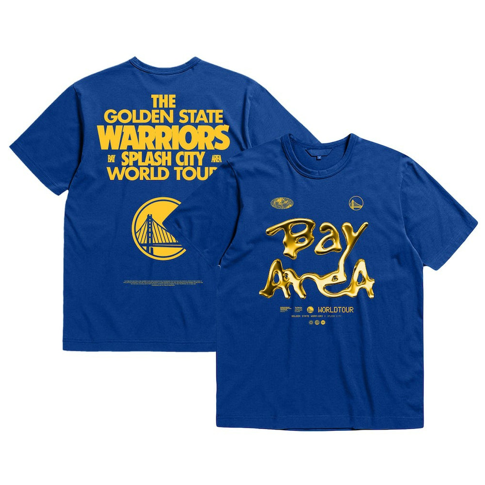 Golden State Warriors Bleacher Report x  Unisex World Tour T-Shirt Royal | Mitchell & Ness