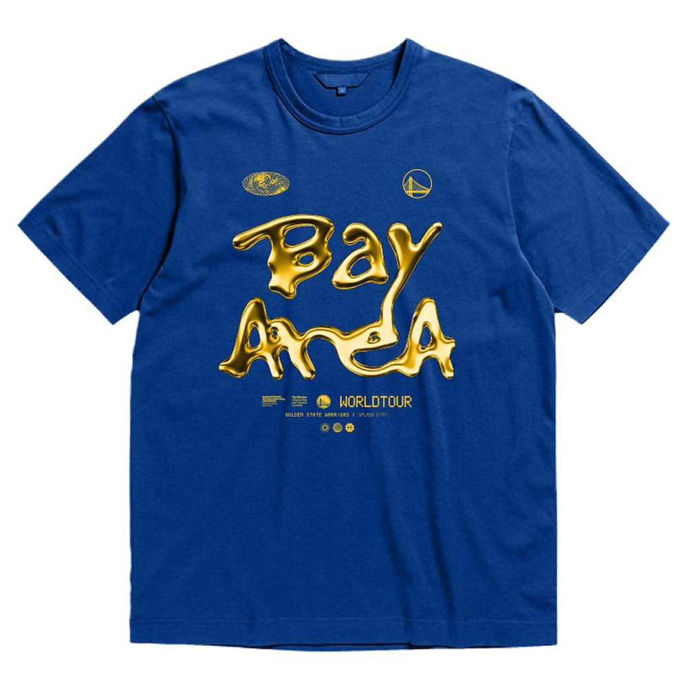 Golden State Warriors Bleacher Report x  Unisex World Tour T-Shirt Royal | Mitchell & Ness