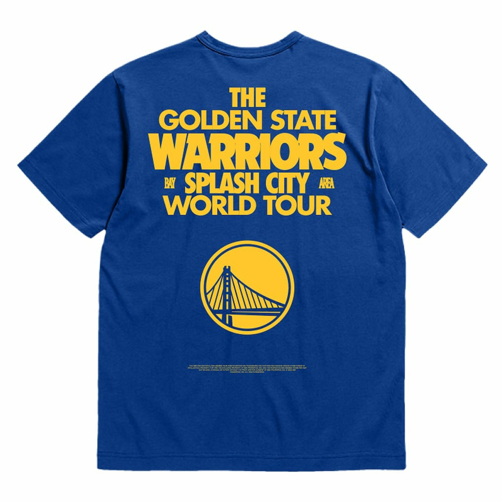 Golden State Warriors Bleacher Report x  Unisex World Tour T-Shirt Royal | Mitchell & Ness