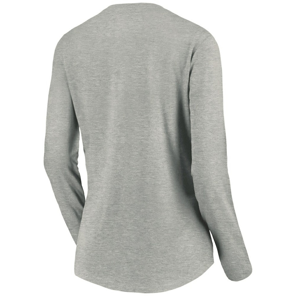 Seattle Kraken Women's Primary Logo V-Neck Long Sleeve T-Shirt - Gray - NHL 200131666