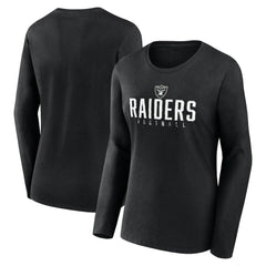 Fanatics Las Vegas Raiders Women's Plus Size Foiled Play Long Sleeve T-Shirt Black