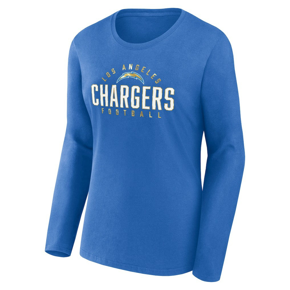 Fanatics Los Angeles Chargers Women's Plus Size Foiled Play Long Sleeve T-Shirt Powder Blue