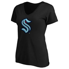 Seattle Kraken Women's Primary Logo V-Neck T-Shirt - Black - NHL 200131915