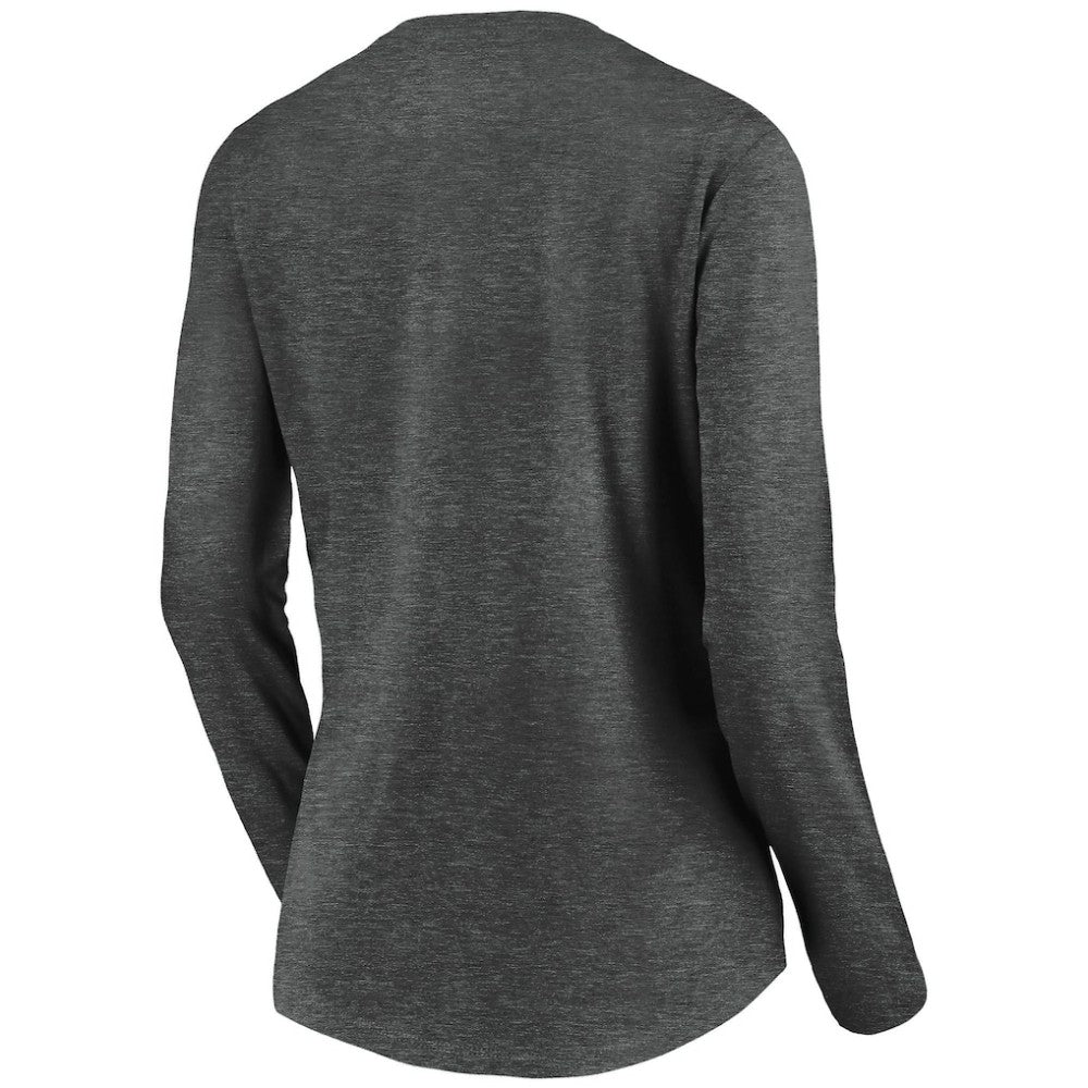 Vegas Golden Knights Women's Primary Logo V-Neck Long Sleeve T-Shirt - Charcoal - NHL 200131919