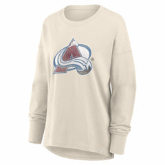 Colorado Avalanche Fanatics Women's Distressed Logo Long Sleeve T-Shirt - Cream - NHL 2001323623
