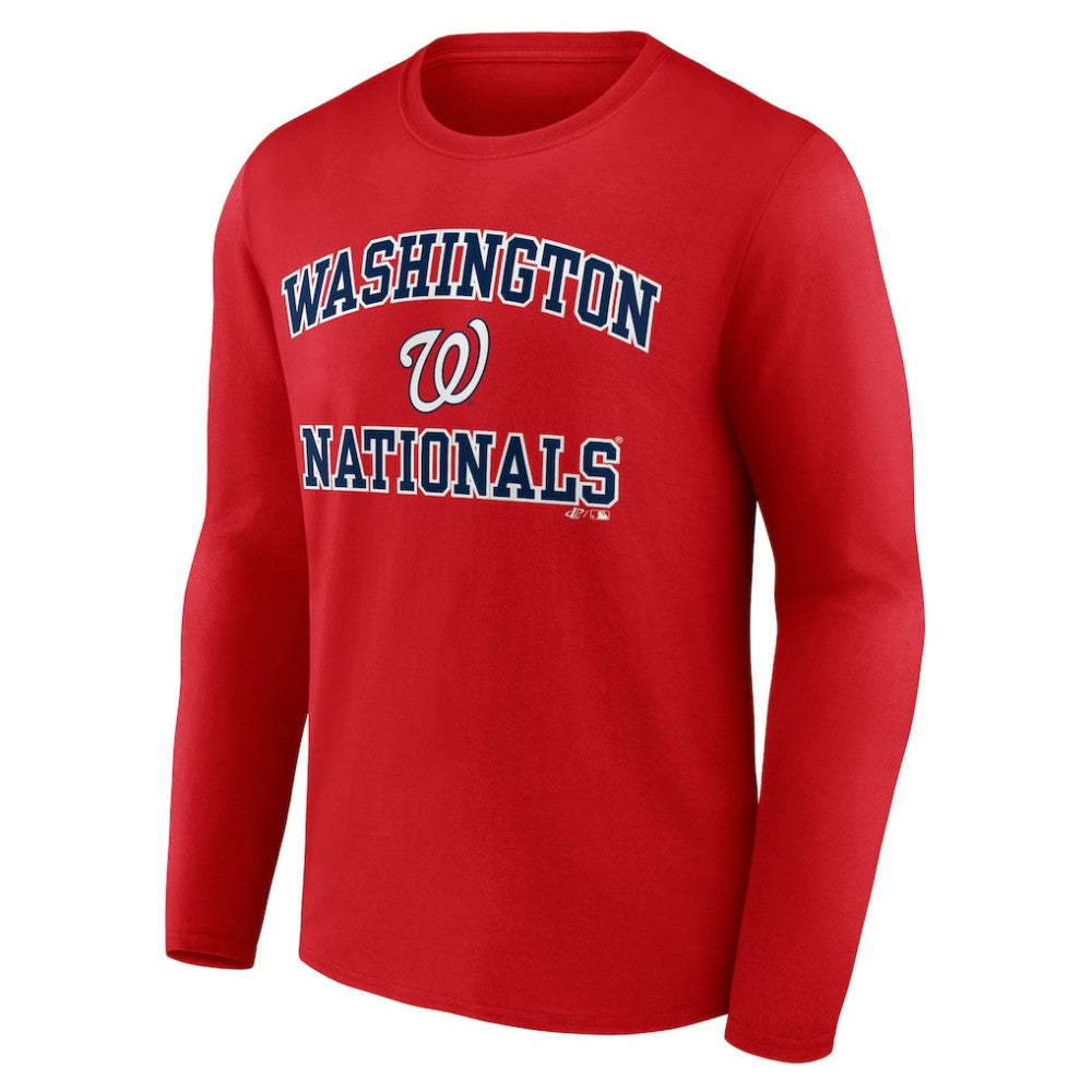 Washington Nationals Logo Athletic Heart & Soul Long Sleeve T-Shirt - Red - MLB on Sale