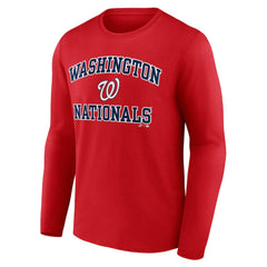 Washington Nationals Logo Athletic Heart & Soul Long Sleeve T-Shirt - Red - MLB on Sale