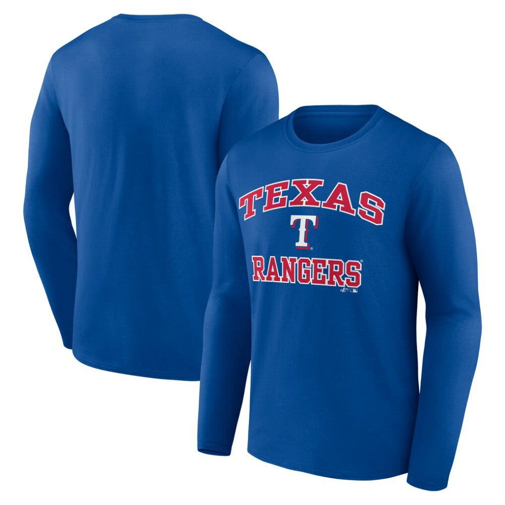 Texas Rangers Logo Athletic Heart & Soul Long Sleeve T-Shirt - Royal - MLB on Sale
