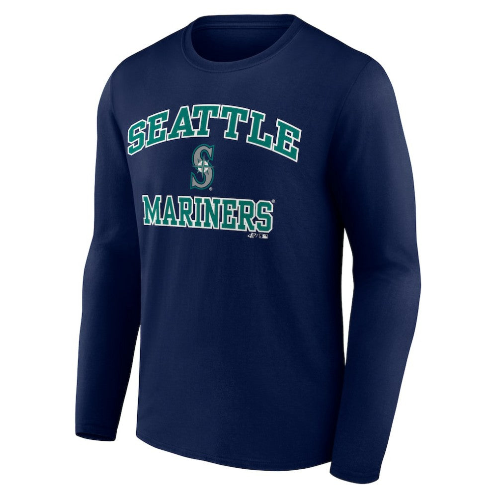 Seattle Mariners Logo Athletic Heart & Soul Long Sleeve T-Shirt - Navy - MLB on Sale