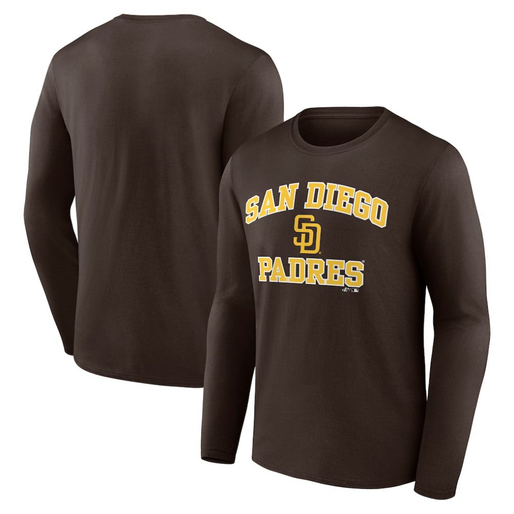 San Diego Padres Logo Athletic Heart & Soul Long Sleeve T-Shirt - Brown - MLB Discount
