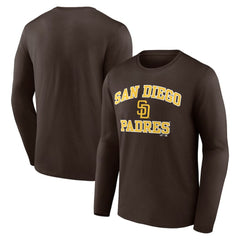 San Diego Padres Logo Athletic Heart & Soul Long Sleeve T-Shirt - Brown - MLB Discount