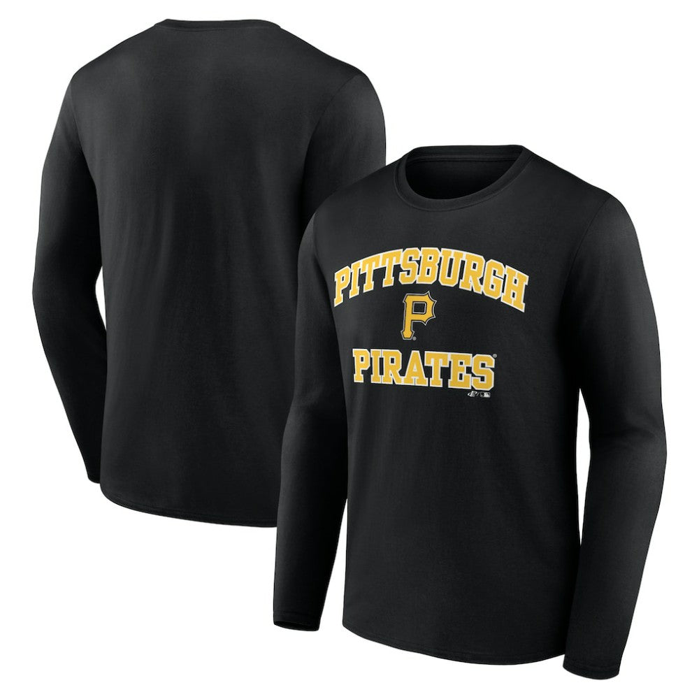 Pittsburgh Pirates Logo Athletic Heart & Soul Long Sleeve T-Shirt - Black - MLB Lifestyle